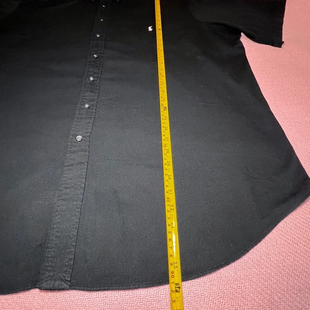 NOT FOR SALE Ralph‎ Lauren Mens 3XLT Black Short Sleeve Rib Knit Button Down